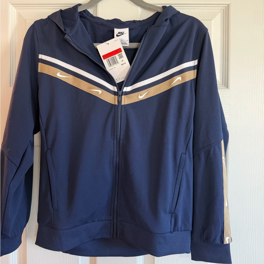 Nike Navy Zip-Up Hoodie with Gold & White Accents